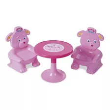 Mesa Y Silla Modelo Osos Rosas Rondi