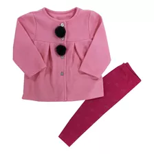 Conjunto Bebê Inverno Casaco Menina Pompom - Kely E Kety