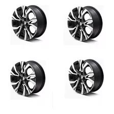 4 Rines 16 Aluminio Diamond Para Onix Beat Sonic Spark Aveo Color Negro Cromo