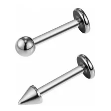 Piercing Labret Tragus Cartilagem Bolinha Spike Aço Kit C/2