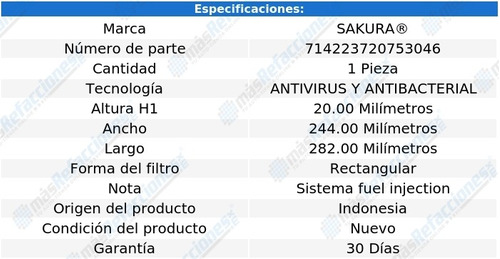 Filtro Cabina Antivirus Y Antibacterial Qx60 L4 2.5l 13-17 Foto 2