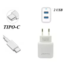 Carregador Tipo C De Celular Rápido Com 2 Entrada Para Usb 