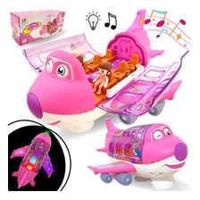 Avião De Brinquedo Musical Gira 360 Bate E Volta - Rosa