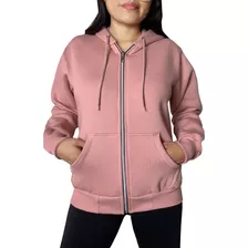 Campera Friza Premium Mujer Abrigada Lisa Con Capucha 