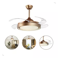 Ventilador Teto Retrátil Controle Remoto 4 Pás Dourado Led Cor Das Pás Transparente Diâmetro 52 Cm Material Das Pás Plástico 127/220v