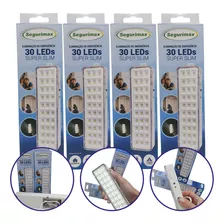 4 Luminária Luz De Emergência 30 Leds Segurimax Super Slim