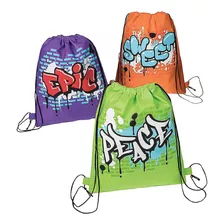 Fun Express Graffiti Mochila Con Cordón - 12 Bolsas - Regalo