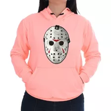 Blusa Moletom Feminina Canguru Mascara Jason Terror Filme 