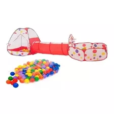 Pelotero Con Tunel Autoarmable Carpa Infantil + 100 Pelotita