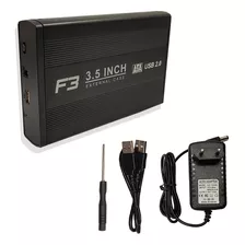 Case Para Hd Externo 3,5 Sata Usb 2.0 Com Fonte Alumuinio F3