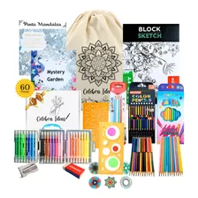 Set Mandalas Para Dibujo Colorear 24 Marcadores Doble Punta