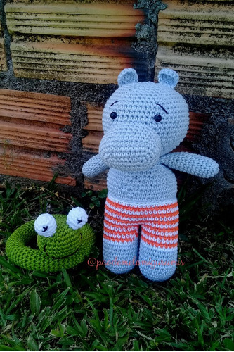 Hipopótamo De Crochê Amigurumi Brinquedo Decoração Infantil 