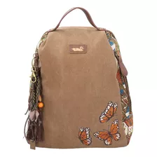 Mochila Textil Mujer Butterfly Back Café Rockford