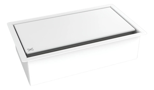 Porta Esponja Inox Pintado Branco Com Tampa Embutir Granito Branco