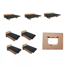 Kit 8 Pçs Nicho Gato Prateleira Degraus Step Carpete Mdf 6mm