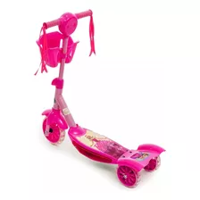 Patinete Infantil Barbie 3 Rodas C/ Led Cesto E Musica