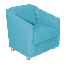 Poltrona Decorativa Ilda 01 Lugar Suede Azul Tiffany Atual E