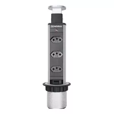 Torre De Tomada Com 3 Tomadas + Usb 240v 16a Cinza Metalnox