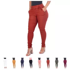 Calça Feminina Cinto Fixo Alfaiataria Social Luxo