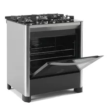 Estufa Fischer Gran Cheff 26988 A Gas/eléctrica 5 Quemadores Negra 220v Puerta Con Visor 110l