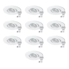 Pack X10 Spot Pvc Embutir Dicroica Led Redondo Móvil Techo