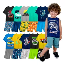 Kit 20 Peças De Roupas Menino Shorts E Camisetas Atacado