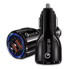 Cargador Auto Doble Usb 12v-24v Carga Rápida 3.0 Negro