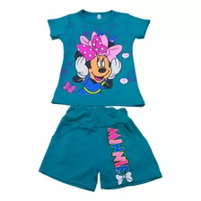 Conjunto Minnie Mouse Polera Y Short Afranelado Niña