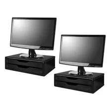 Conj 2 Suporte Monitor Mdf Black Piano 2 Gavetas Black 3346