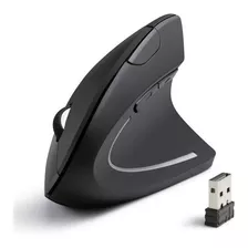 Mouse Vertical Inalámbrico Ortopédico Receptor Usb Color Negro