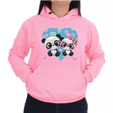 Blusa Moletom Feminina Canguru Casual Casal Panda Lançamento