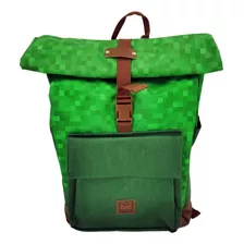 Mochila Escolar Minecraft Chs-bp2201n Color Verde Diseño Rayado