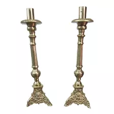 Candelabro Castiçal Altar Igreja Fé Uma Vela 33cm Bronze Par