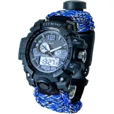 Relógio Pederneira 7 Em 1 Apito Digital E Analógico Azul Top
