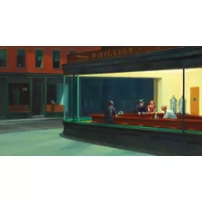 Gravura Para Quadro Edward Hopper 50cmx90cm Obra Nighthawks