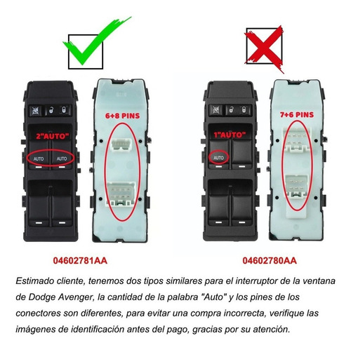 Control Maestro Vidrios Para Dodge Avenger 2008-2014 Foto 3