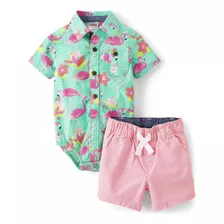 Gymboree Conjunto De Pantalones Cortos Y Botones De Manga Co