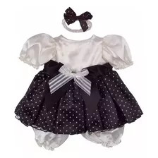 Roupa P/boneca Adora Doll Bebê Reborn Vestido Preto Branco