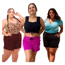 Kit 3 Bermudas Femininas Plus Size Short Estampado Maior G3