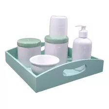 Kit Higiene Bebê Porcelana Potes Garrafa Térmica Completo