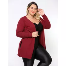 Cardigan Canelado Premium Plus Size De Inverno P/ Dias Frios