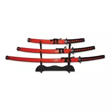 Set 3 Katanas Ultimo Samurai Wakizashi Tanto Exhibidor 68b4