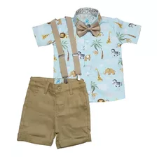 Roupa Festa Infantil Camisa Temática Safari Menino 1 À 3anos