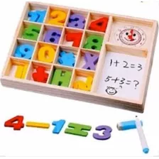 Juego Box Didactico Madera Num Montessori Matemáticas Cubeta