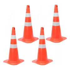 Kit 4 Cones Para Sinalização 50cm 2 Faixas Rm-43 Multimarcas