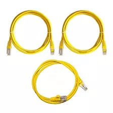 Kit 3 Cabo De Rede Rj45 Ethernet Cat5e Amarelo 1,5 M Anatel