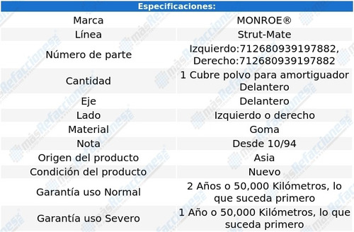 Cubre Polvo Amortiguador Strut-mate Delantero 960 94-97 Foto 3