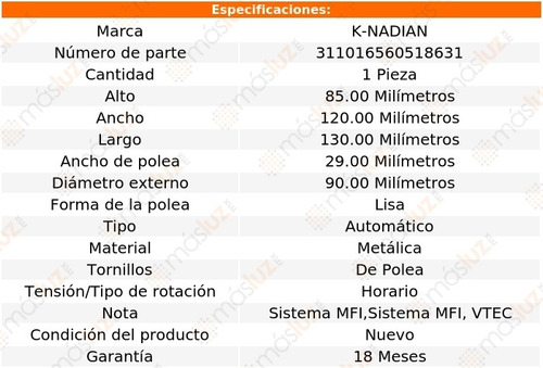 Tensor Accesorios Acura Cl V6 3.0l 97/99 K-nadian Foto 3