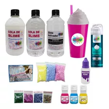 Kit Para Fazer Slime Cola Branca E Transparente Gliter