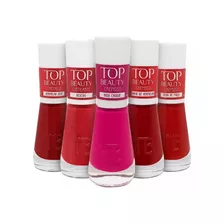 Kit 5 Esmaltes New Top Beauty Vegano - Tons De Vermelho